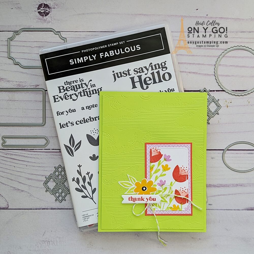 Create a bright and cheery thank you card with the Butterfly Kisses patterned paper and Simply Fabulous stamp set from Stampin' Up!® Click to find out how to get a free 6-card tutorial.