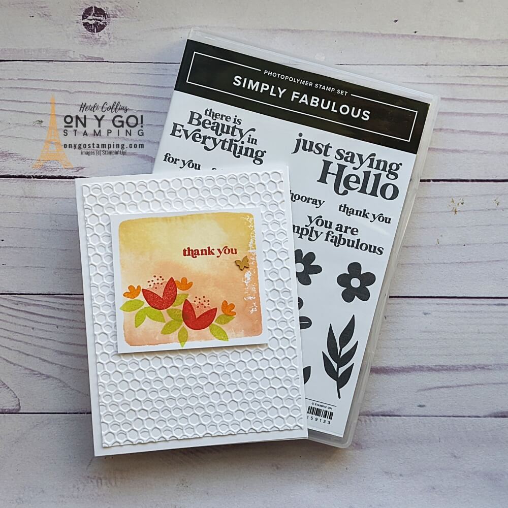 Use an easy watercolor technique using a clear block to create a fabulous thank you card with the Simply Fabulous stamp set from Stampin' Up!®