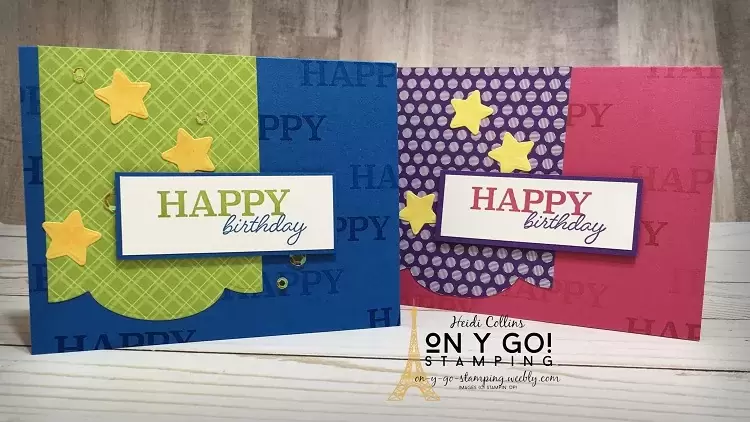 Birthday cards using the So Much Happy stamp set from Stampin' Up! Plus, NEW patterned papers that you can get free when you join Stampin' Up! during Sale-A-Bration 2021.