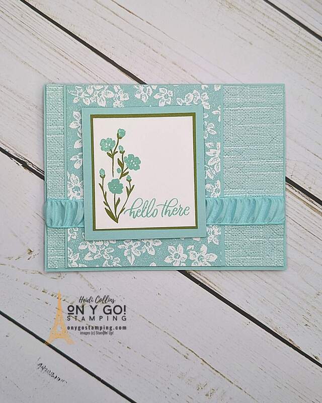 Simply beautiful handmade card made with the Softly Sophisticated stamp set and the Softly Stippled patterned paper from Stampin' Up! Get these items free during Sale-A-Bration 2024.