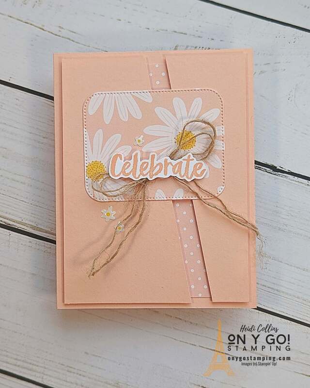 Fun floral card based on a card sketch. This pretty card uses the Delightfully Eclectic patterned paper and the Softly Said stamp set from Stampin' Up!®️ 
