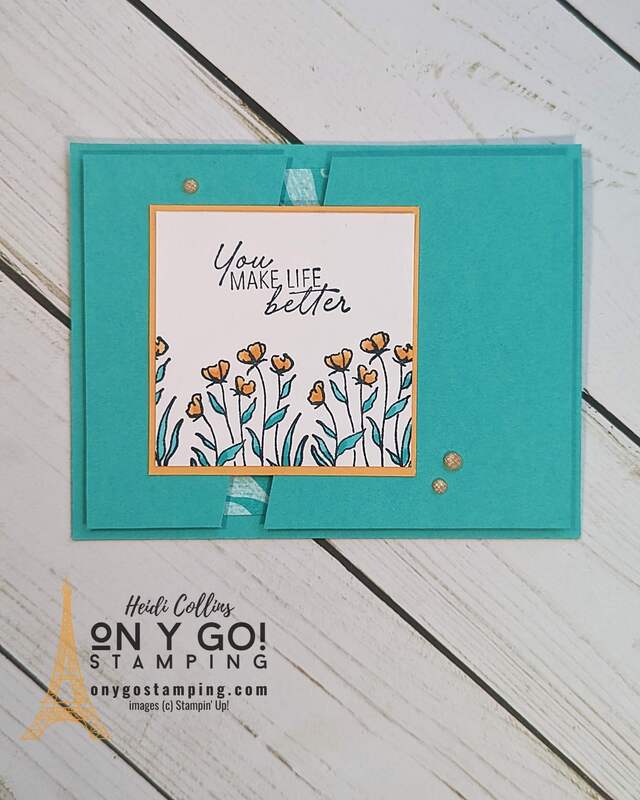 Check out the NEW Summer Splash and Peach Pie In Colors from Stampin' Up! This fun handmade card also features the new Thoughtful Wishes stamp set.