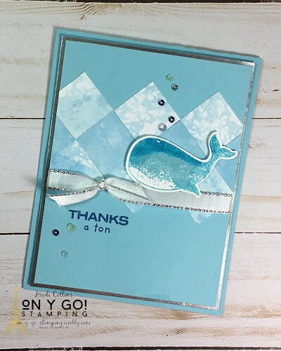 Sample of simple card making using the Whale of a Time patterned paper from Stampin' Up!