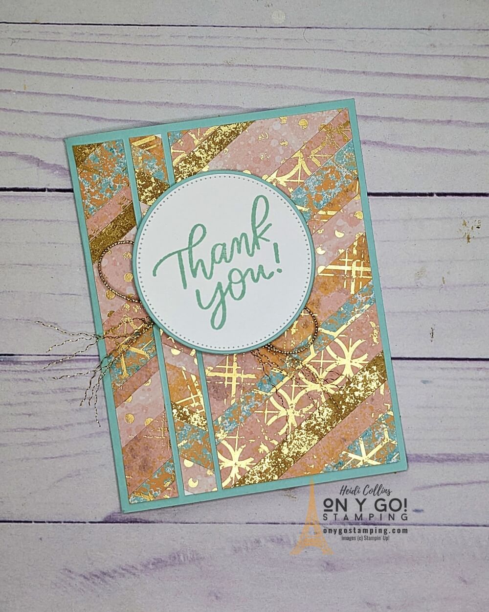 Use up your patterned paper scraps with the strip and flip card making technique like this card using the Texture Chic patterned paper from Stampin' Up!®