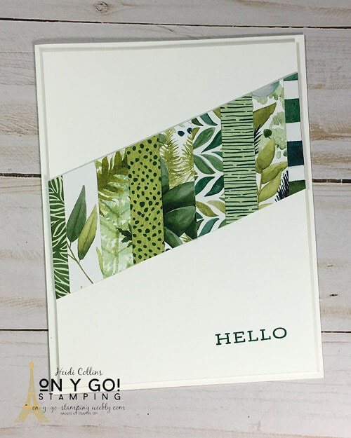 Card making idea using patterned paper scraps from the Forever Greenery patterned paper pack