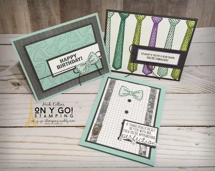 Masculine card making ideas using the Well Suited suite from Stampin' Up! These are perfect birthday cards for men.