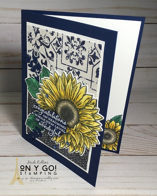 Card making idea using the Celebrate Sunflowers stamp set and In Good Taste scrapbooking paper from Stampin' Up!