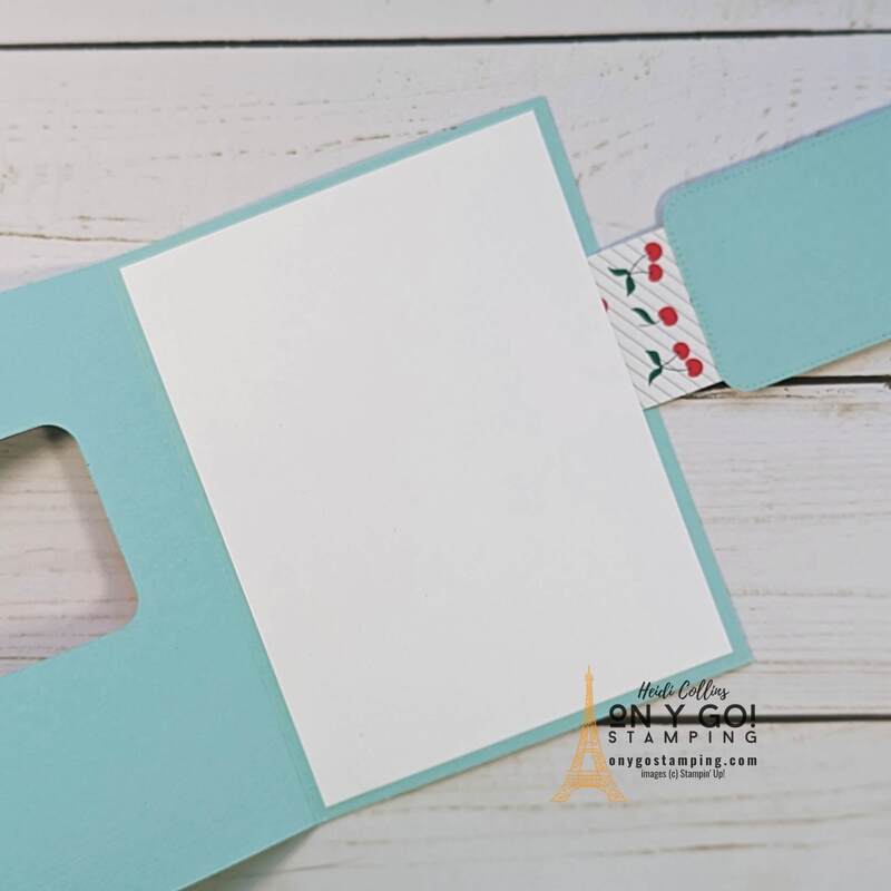 Open up the Window Buckle fun fold card all the way to write a message on the inside.