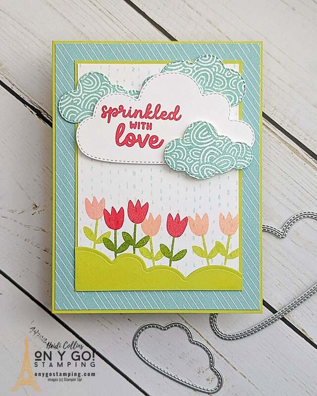 Handmade baby shower card using the Sunny Days Designer Series Paper and the Bright Skies stamp set from Stampin' Up!®️ This beautiful patterned paper is available for free with purchase during Sale-A-Bration 2024.