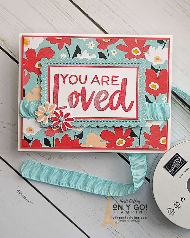 Create a handmade Valentine's Day card with the Sunny Days Designer Series Paper and Softly Said stamp set. Get this beautiful patterned paper for FREE with order during Sale-A-Bration 2024 from Stampin' Up!®️