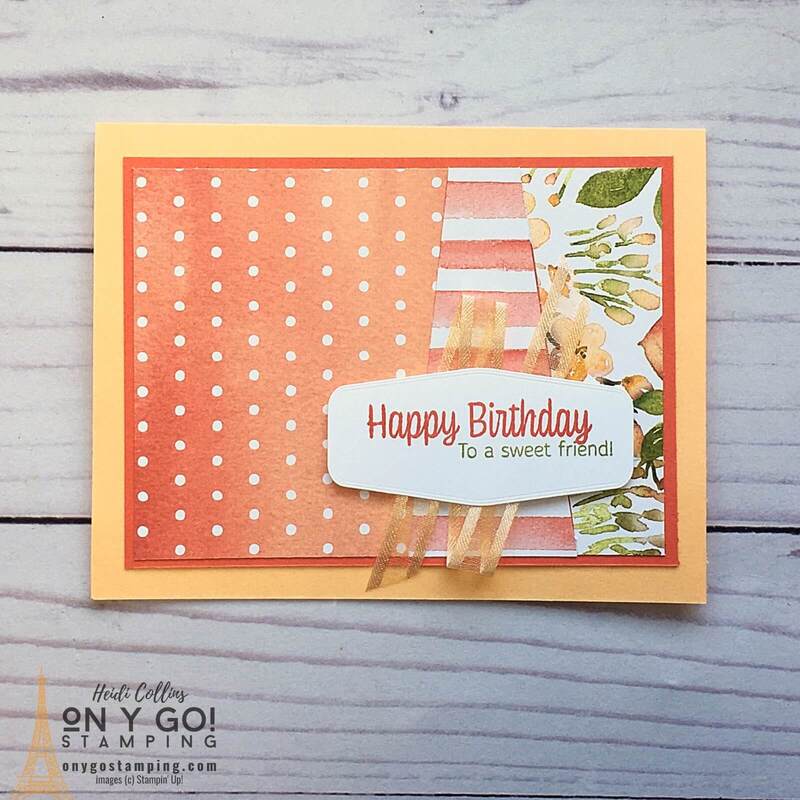 Use the You're a Peach patterned paper and Sweet as a Peach stamp set from Stampin' Up! to create quick and easy cards.
