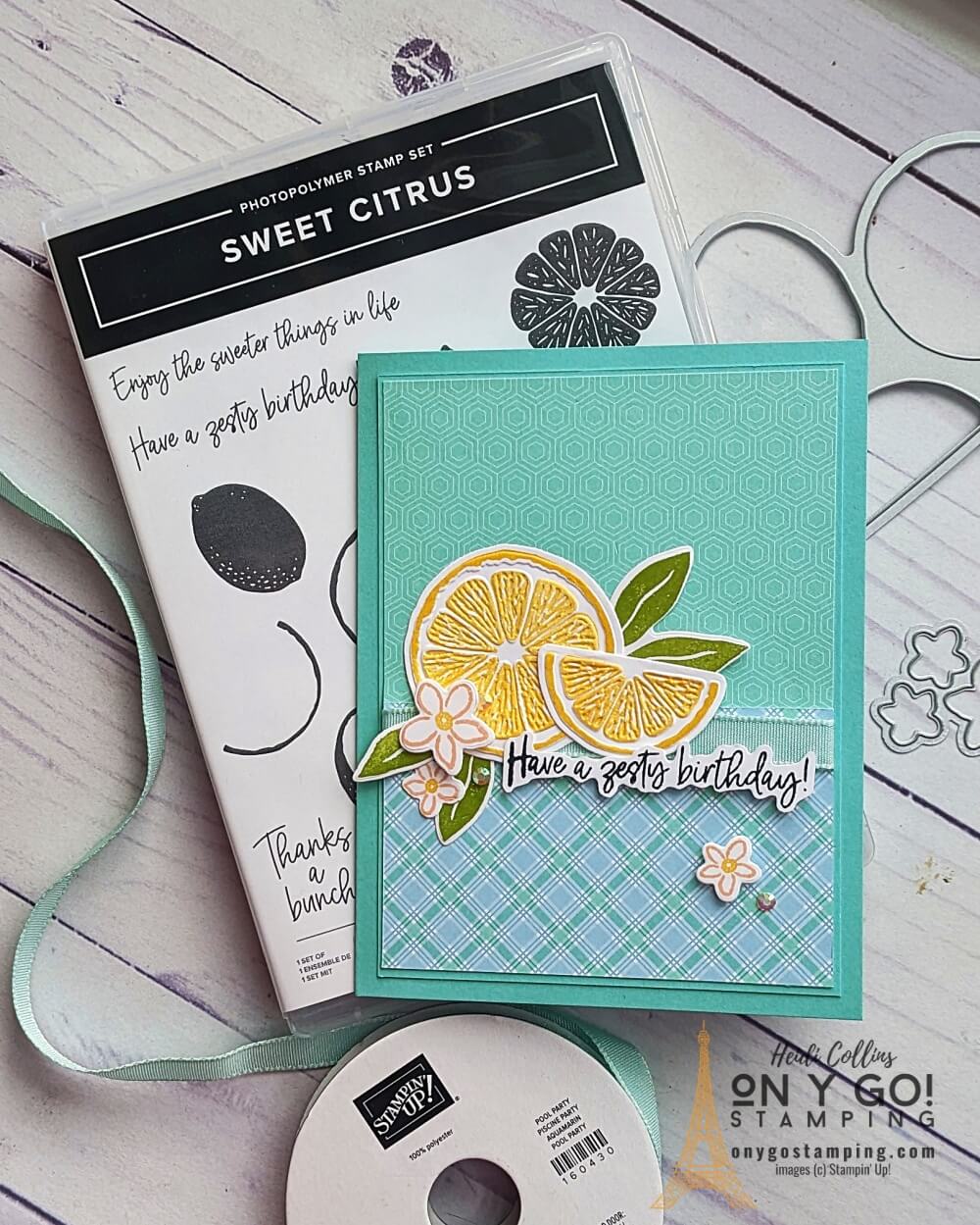 Create a cheery handmade birthday cards with fun lemons using the Sweet Citrus stamp set, embossing folder, and dies from Stampin' Up! These stamps and accessories will be in the 2023 January-April Mini Catalog.