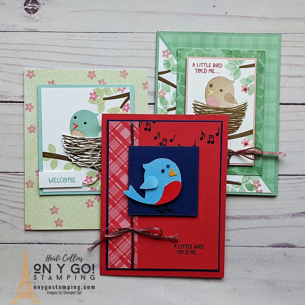 Create adorable handmade cards with the Sweet Songbirds stamp set and coordinating Songbird Builder punch from Stampin' Up!® 
