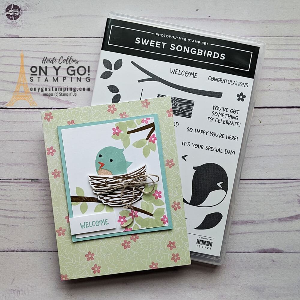 This Soft Sea Foam card - available for FREE during Sale-A-Bration 2022 - is the perfect backdrop for this Sweet Songbird. All supplies from Stampin' Up!®