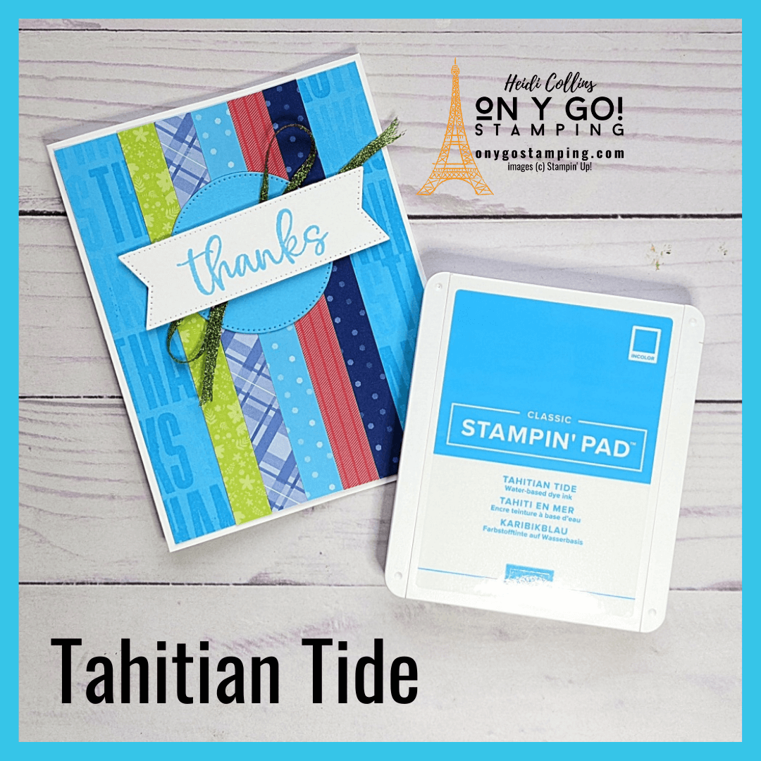 Create a handmade thank you card that is bursting with color! This card features the new Tahitian Tide In color from Stampin' Up!