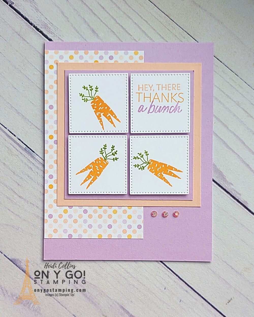 Sale-A-Bration 2023 is almost here! Get the Thanks a Bunch stamp set for FREE from Stampin' Up!® It's great for making handmade thank you cards like this one.