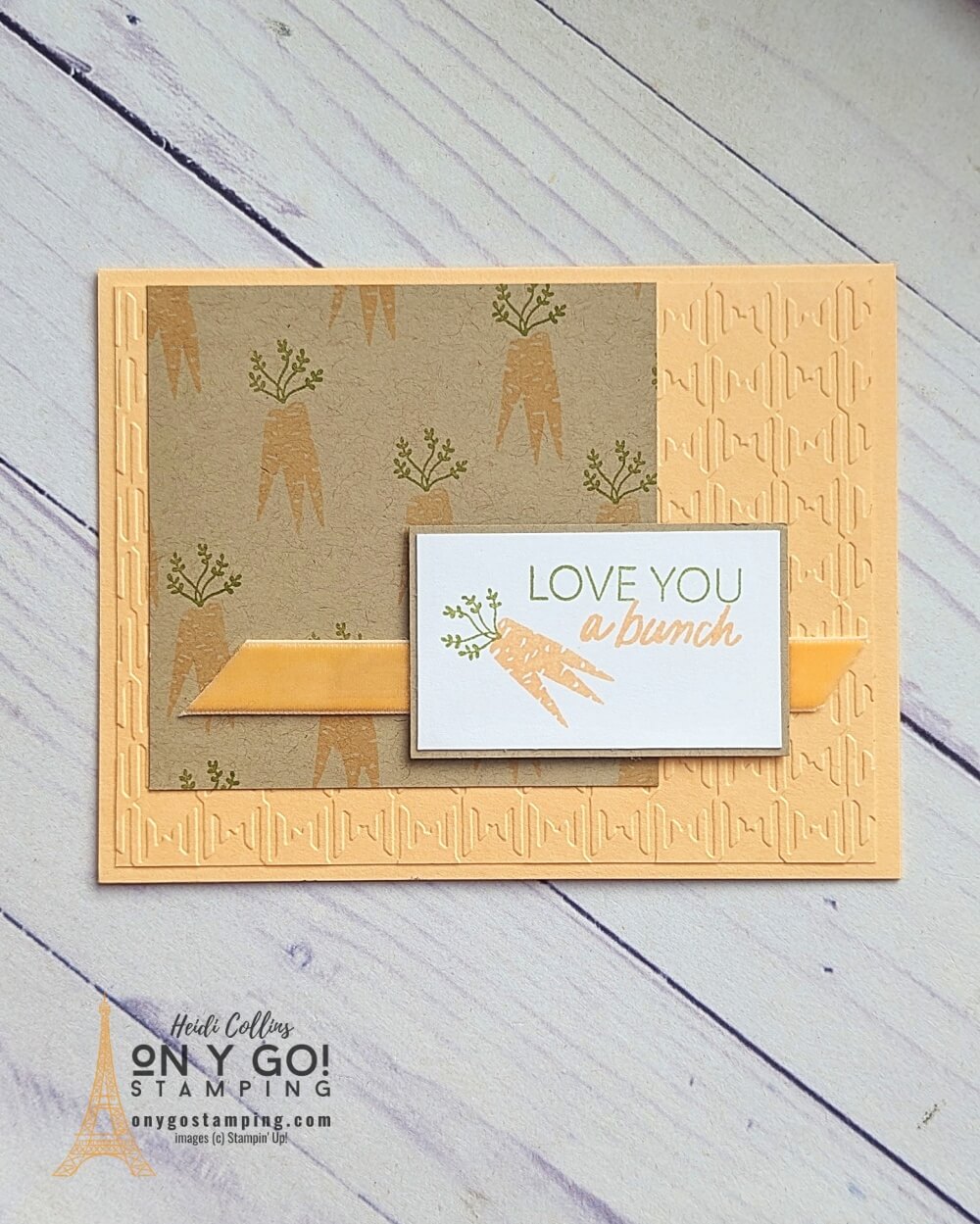 Cute handmade Valentine's Day card idea using the Thanks a Bunch stamp set from Stampin' Up! Get these cute carrot stamps for FREE during Sale-A-Bration 2023.