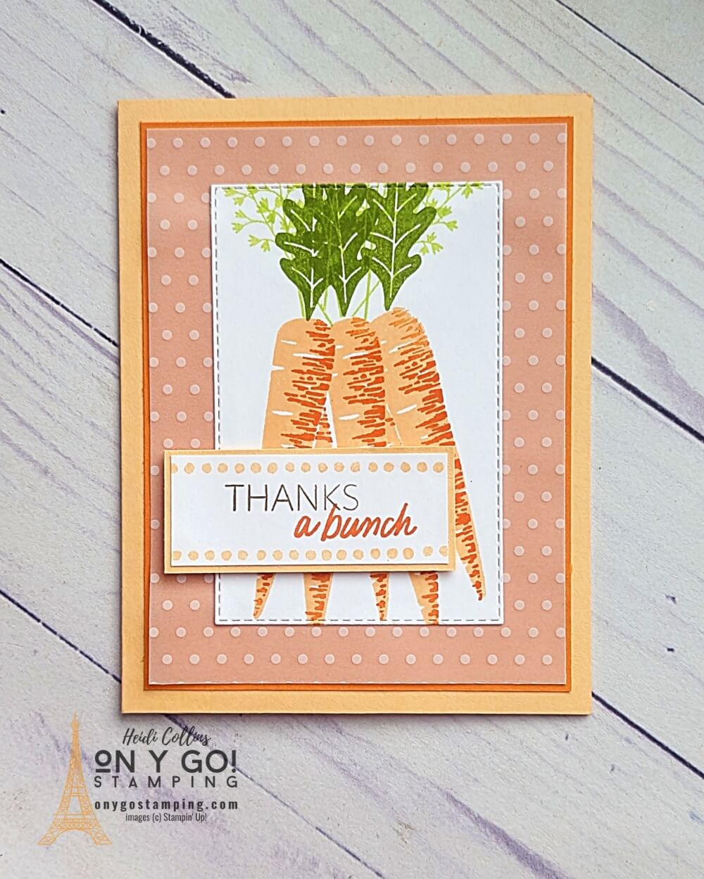 Handmade thank you card design using the Thanks A Bunch stamp set from Stampin' Up! Get FREE stamps during Sale-A-Bration 2023.