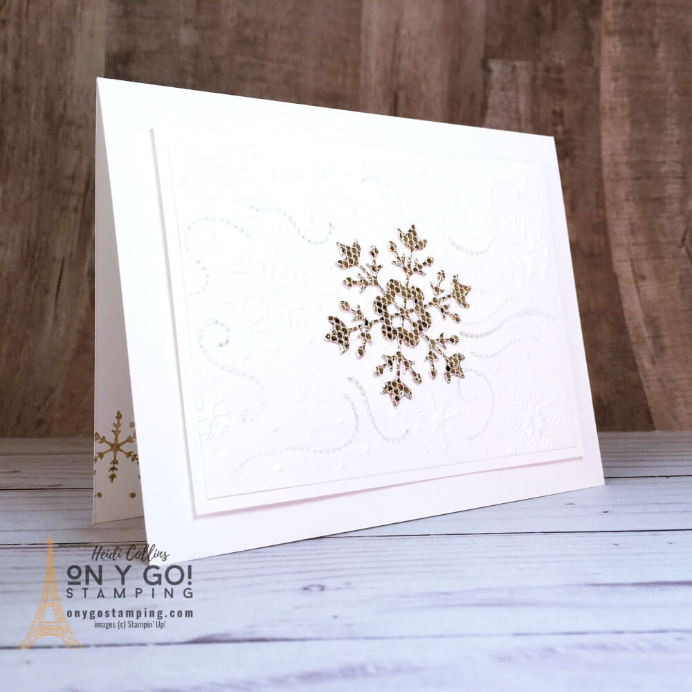 Clean and simple snowflake card with the So Many Snowflakes dies and Snowflake Wishes stamp set from Stampin' Up!