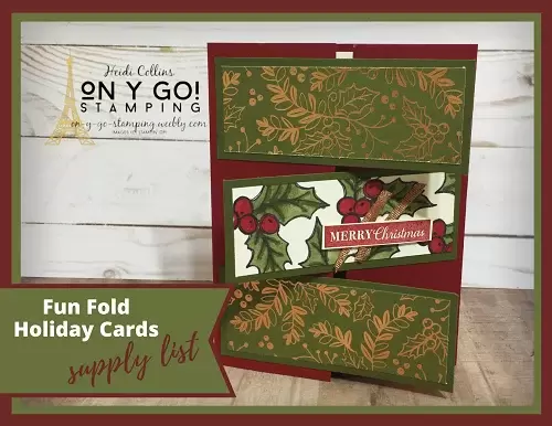 Gate fold card using the Christmas Gleaming stamp set and Brightly Gleaming patterned paper from Stampin' Up! This fun fold card is quick and easy.