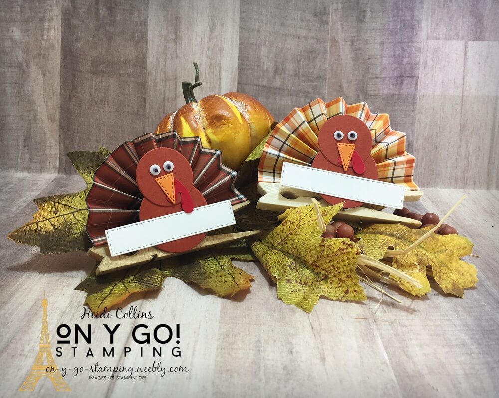 Quick and easy Thanksgiving craft that is perfect for kids. These cute turkey place cards with brighten any Thanksgiving table.
