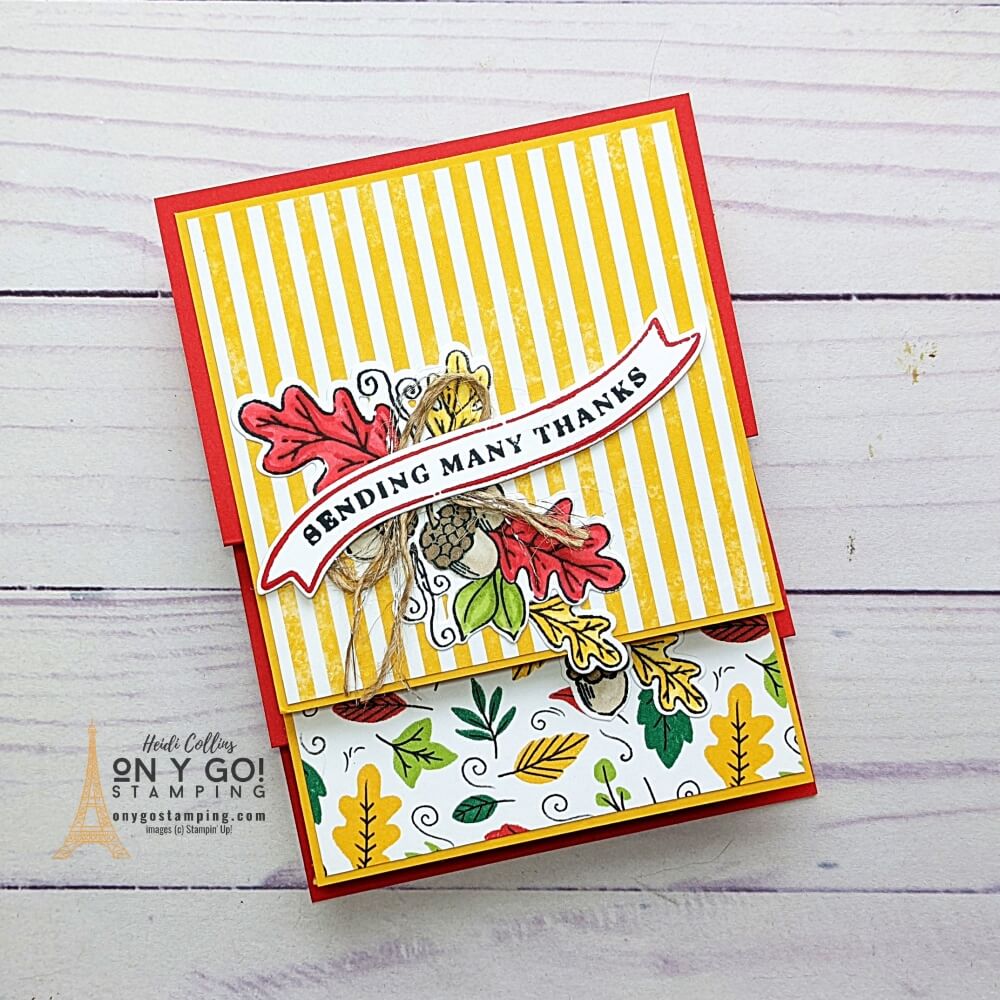 Use the Fond of Autumn stamp set and Celebrate Everything patterned paper to create a quick and easy fun fold card! See a video tutorial and get a free quick reference guide.