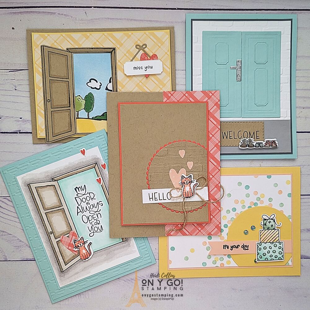 Handmade card ideas using the Warm Welcome stamp set and dies from Stampin' Up!® Get a 6-card card making tutorial bundle.