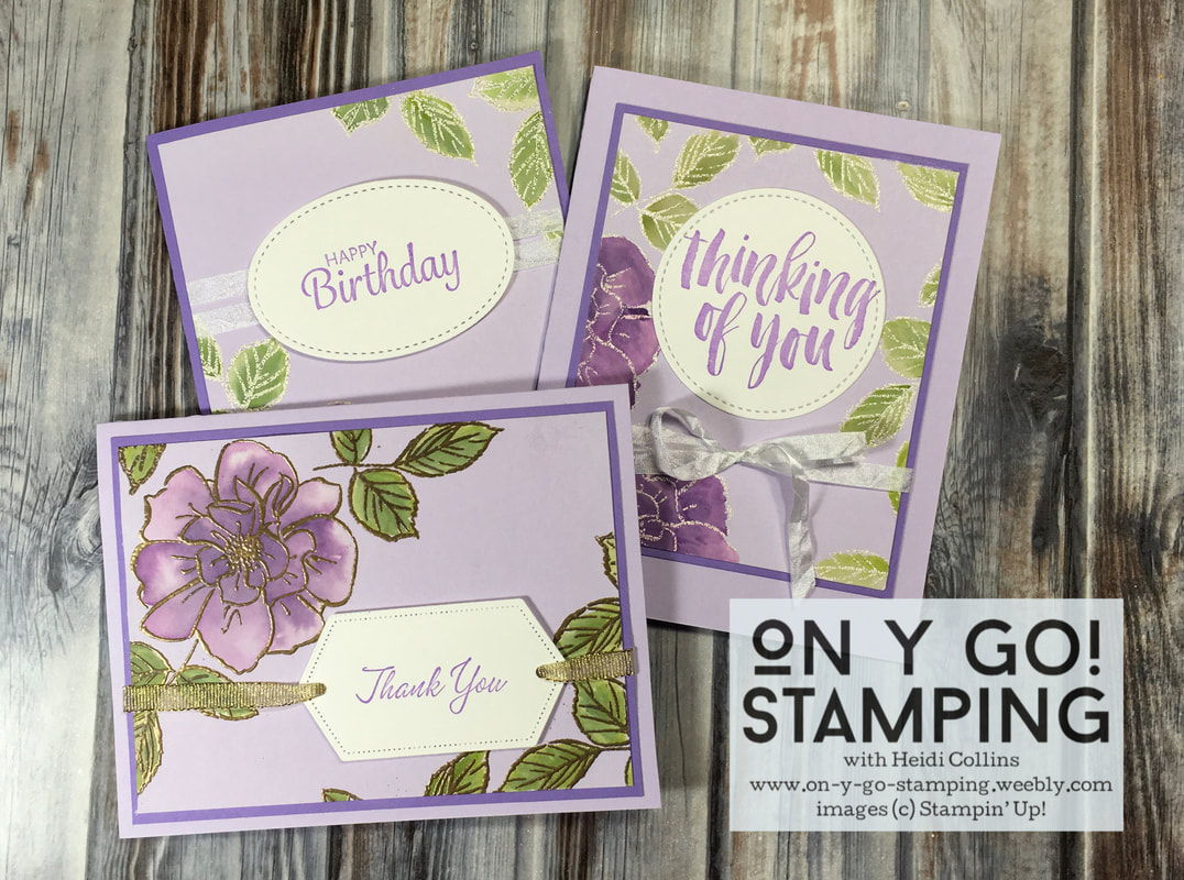 Card idea with the retiring To a Wild Rose stamp set from Stampin' Up! See how to do watercoloring on colored cardstock.