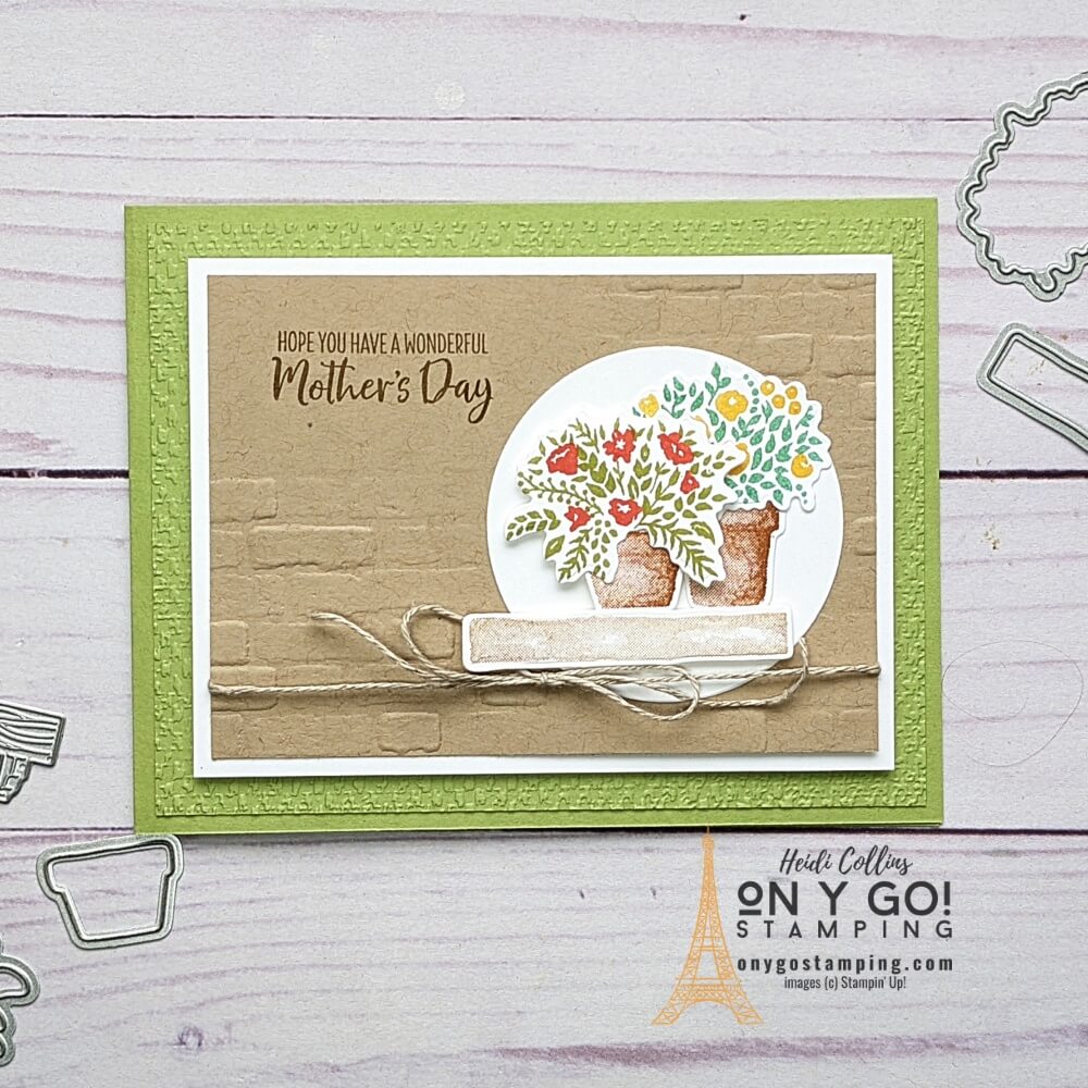 Handmade Mother's Day card using the Welcoming Window stamp set from Stampin' Up! See how to do the partial embossing technique in the video tutorial.