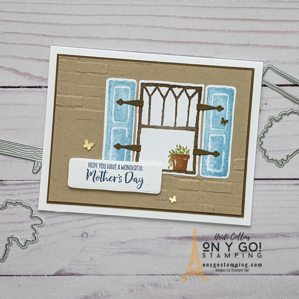 Use the Welcoming Window stamp set from Stampin' Up! to create a handmade Mother's Day card. See more samples, supply lists, and cutting dimensions.