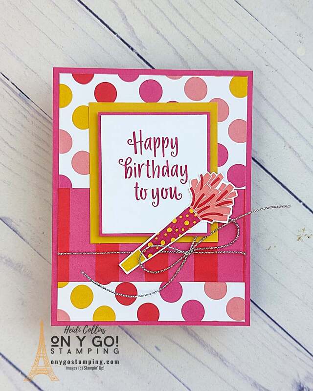 Unleash your creativity and learn how to create a charming, easy-to-make birthday card using the versatile Celebrate the Year stamp set from Stampin' Up!. Add a festive touch with the vibrant patterns of the Merry Bold & Bright Designer Series Paper. It's not just card-making, it's magic in your hands! Ready to start your crafting adventure? See the video tutorial now.