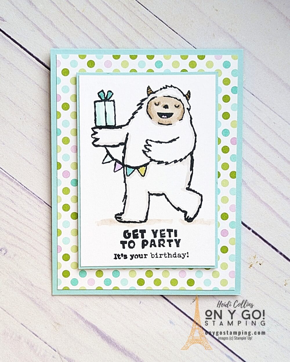 Use the Yeti to Party stamp set from Stampin' Up! to create a handmade birthday card. This yeti is definitely ready to party!