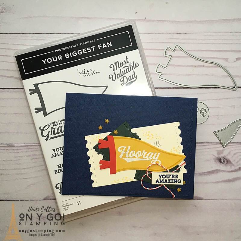 Masculine card idea using the Your Biggest Fan stamp set and dies from Stampin' Up! Get tips for using new stamp sets.